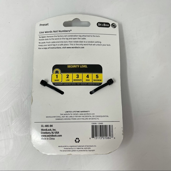 NWT! Wordlock 5FT Flexible Steel Cable Bike Lock! - Picture 3 of 4